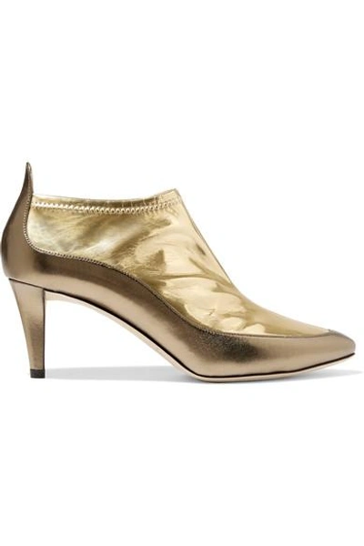 Jimmy Choo Woman Dierdre Two-tone Metallic Pvc And Textured-leather Ankle Boots Gold In Oro