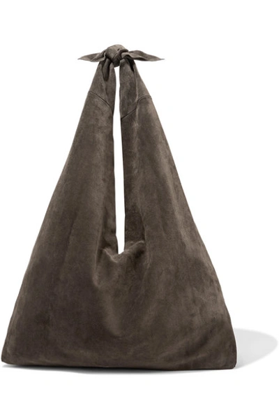 The Row Bindle Knot Suede Hobo Bag In Coal