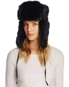 Crown Cap Rabbit Fur Russian Aviator Hat In Black