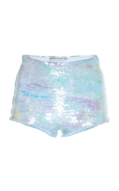 Alessandra Rich Sequined Mini Short In Green