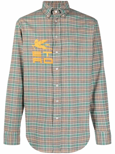 Etro Pegasus Logo Embroidered Checkered Shirt In Multiple Colors