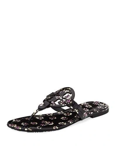 Tory Burch Women s Miller Patent Leather Thong Sandals In Black Stamped Floral ModeSens