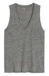 Madewell Whisper Cotton V-neck Tank In Heather Pewter