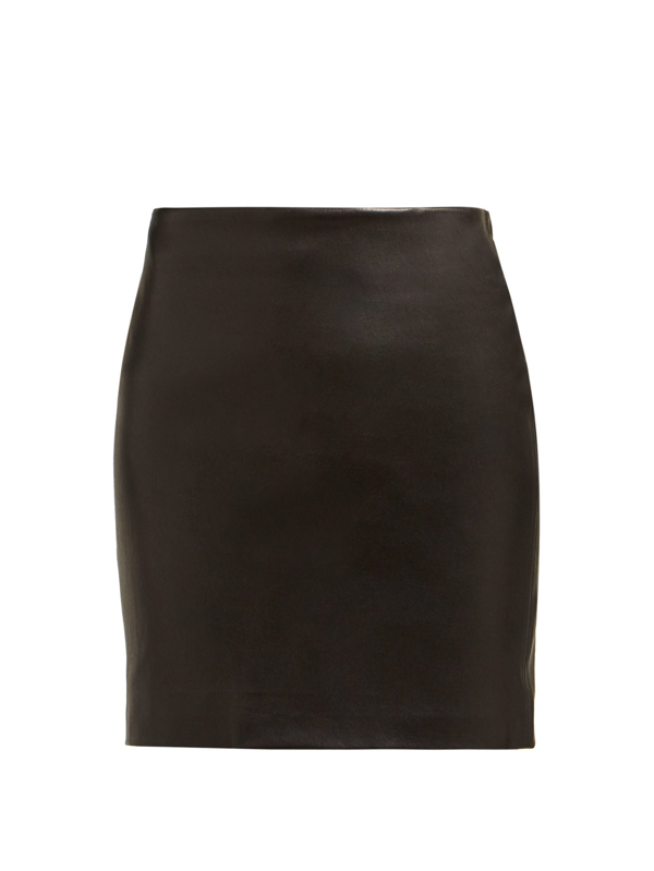 The Row Loattan Stretch-leather Mini Skirt In Black | ModeSens
