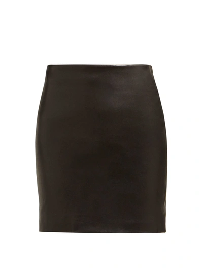 The Row Loattan Stretch-leather Mini Skirt In Black