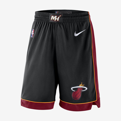 Nike Men's Black 2019/20 Miami Heat Icon Edition Swingman Shorts In Black/tough Red