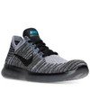 Nike Men's Free Run Flyknit Running Sneakers From Finish Line In Cargo Khaki/black/blue Gl