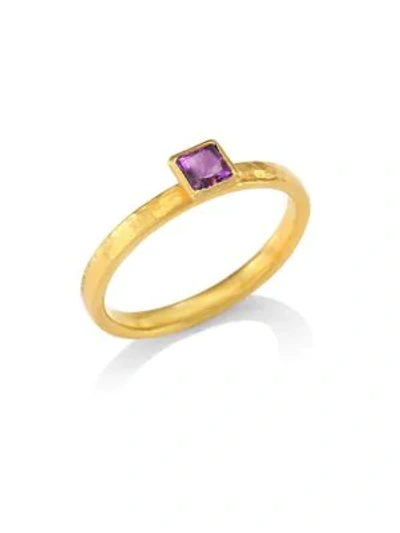 Gurhan Delicate Hue Square Amethyst Stacking Ring In Yellow Gold