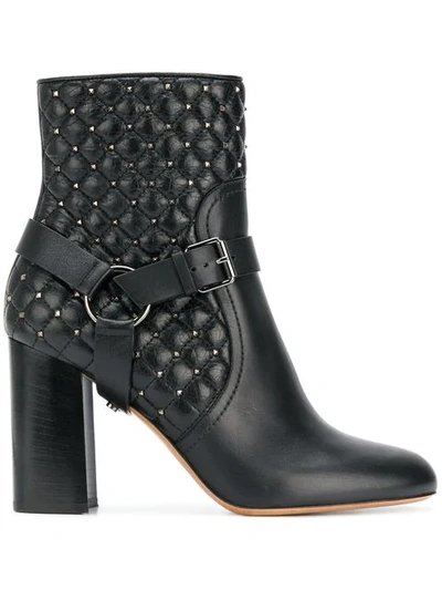Valentino Garavani Rockstud Spike Leather Ankle Boots In Black