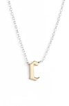 Argento Vivo Sterling Silver Argento Vivo Gothic Initial Pendant Necklace In Silver/ Gold - C