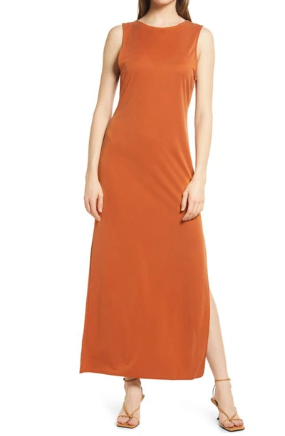 Open Edit Sleeveless Reversible Maxi Dress In Rust Umber