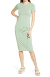 Treasure & Bond Side Ruched Body-con Dress In Green Basil