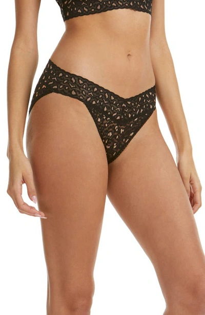 Hanky Panky X-dye Leopard Print Lace Vikini In Black/praline