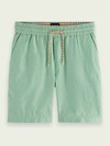 Scotch & Soda Fave Organic Cotton & Linen Beach Shorts In Green