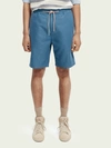Scotch & Soda Fave Organic Cotton & Linen Beach Shorts In Blue