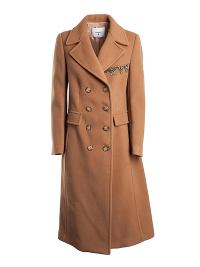 Dondup Double-breasted Coat In Brown