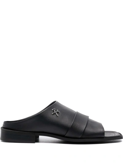 Gmbh Logo-plaque Faux-leather Sandals In Black