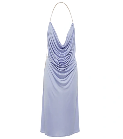 Loewe Dusty Blue Silk Chemise Dress In Light Blue