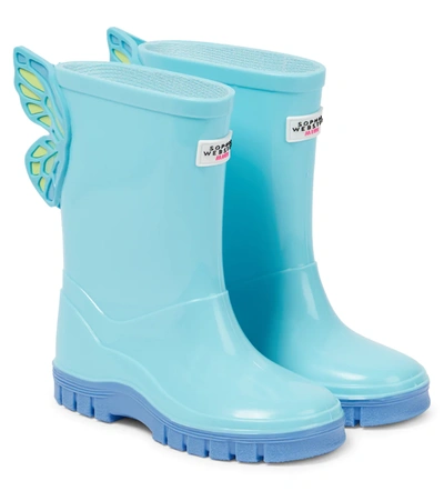 Sophia Webster Mini Kids' Butterfly Rubber Rain Boots In Spearmint & Yellow