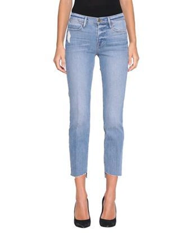 Frame Cotton Denim Jeans In Blu