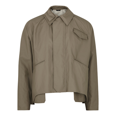 Fendi Taupe Coated Linen Jacket In Nude &amp; Neutrals