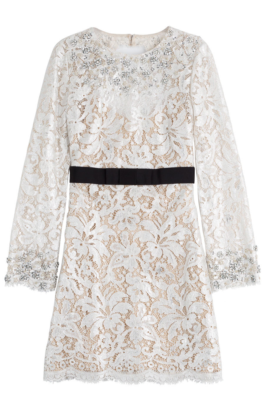 Emilio Pucci Embellished Lace Dress In Beige | ModeSens