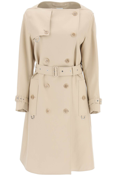 Burberry Trench Coat With Boatneck In Beige