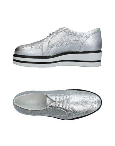 Hogan Lace-up Shoes In Silver