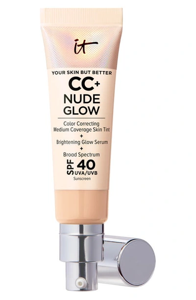 It Cosmetics Cc+ Nude Glow Lightweight Foundation + Glow Serum With Spf 40 And Niacinamide Light Medium 1.1 oz /