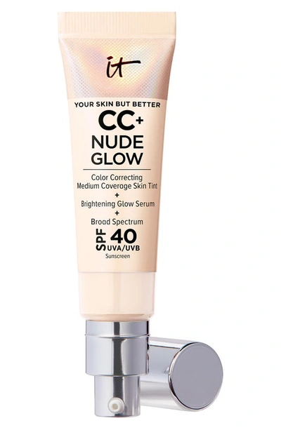 It Cosmetics Cc+ Nude Glow Lightweight Foundation + Glow Serum With Spf 40 And Niacinamide Fair Porcelain 1.1 oz
