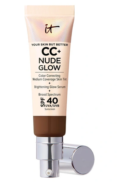 It Cosmetics Cc+ Nude Glow Lightweight Foundation + Glow Serum With Spf 40 And Niacinamide Deep Honey 1.1 oz / 32