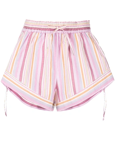 Isabel Marant Thalia Striped Cotton-voile Shorts In Pink