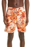 Alanui Palm-tree Print Swim Shorts In Orange
