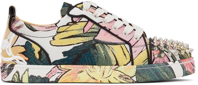 Christian Louboutin Men's Fun Louis Junior Spike Floral Fabric Low-Top  Sneakers