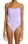 Hunza G Pamela Crinkle One-piece Swimsuit In Lilac