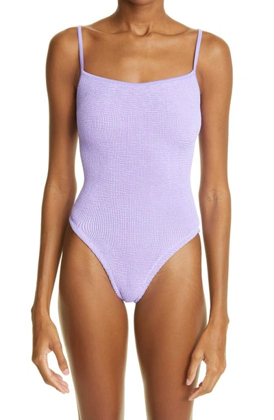 Hunza G Pamela Crinkle One-piece Swimsuit In Lilac