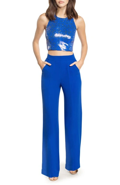 Dress The Population Ashton Sequin Two-piece Set In Electric Blue Multi