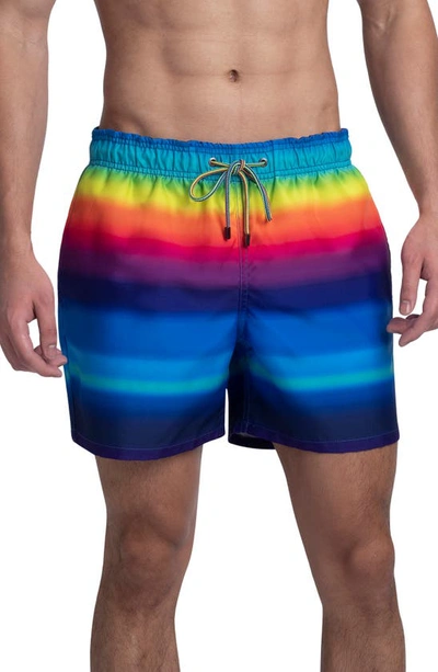 Bugatchi Rainbow Horizon Swim Trunks In Paradise