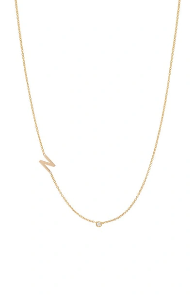 Bychari Asymmetric Initial & Diamond Pendant Necklace In 14k Yellow Gold