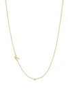Bychari Asymmetric Initial & Diamond Pendant Necklace In 14k Yellow Gold