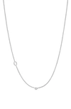 Bychari Small Asymmetric Initial & Diamond Pendant Necklace In 14k White Gold