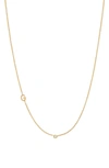 Bychari Small Asymmetric Initial & Diamond Pendant Necklace In 14k Yellow Gold