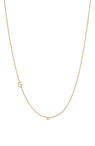 Bychari Small Asymmetric Initial & Diamond Pendant Necklace In 14k Yellow Gold