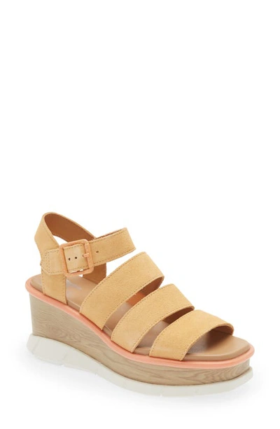Sorel Joanie Iii Ankle Strap Wedge Platform Sandal In Faded Spark White