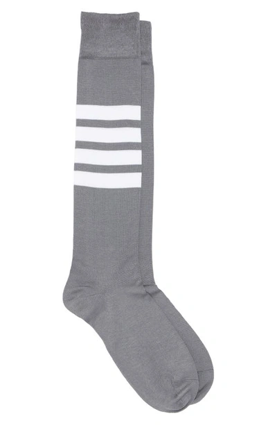 Thom Browne 4-stripe Over The Calf Socks Socks In Med Grey