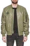 Elevenparis Faux Leather Bomber Jacket In Leaf Green