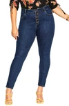 City Chic Harley Classic High Waist Skinny Jeans In Mid Denim