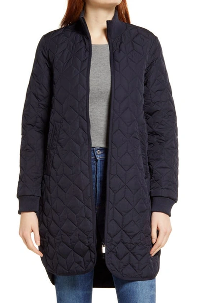 Ilse Jacobsen Isle Jacobsen Long Quilted Jacket In Dark Indigo