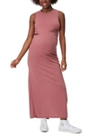Stowaway Collection Ribbed Cutout Maxi Maternity Dress In Rose