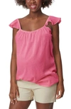 Stowaway Collection Gauze Ruffle Strap Maternity Tank In Rose
